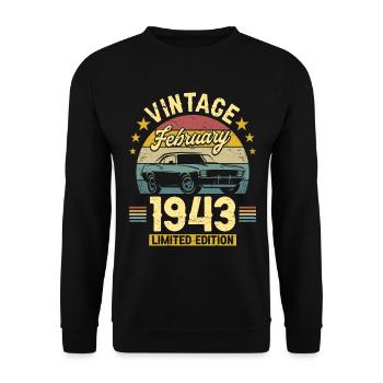 Vintage February 1943 80 years anniversary - Unisex Sweatshirt - black - Front - Alina (178cm) & Michal (187cm)