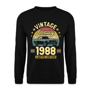 Vintage February 1988 35 years anniversary - Unisex Sweatshirt - black - Front - Alina (178cm) & Michal (187cm)