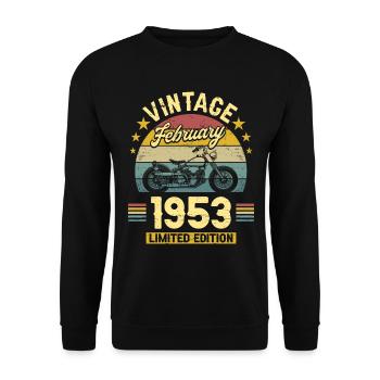Vintage Février 1953 70 Ans Anniversaire - Sweat-shirt Unisexe - noir - Devant - Alina (178cm) & Michal (187cm)