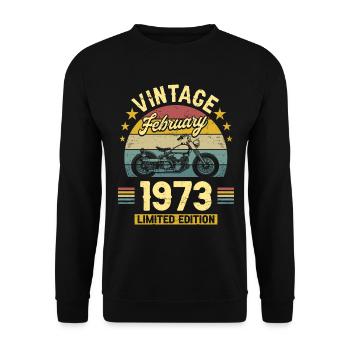 Vintage Février 1973 50 Ans Anniversaire - Sweat-shirt Unisexe - noir - Devant - Alina (178cm) & Michal (187cm)