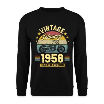Vintage Février 1958 65 Ans Anniversaire - Sweat-shirt Unisexe - noir - Devant - Alina (178cm) & Michal (187cm)