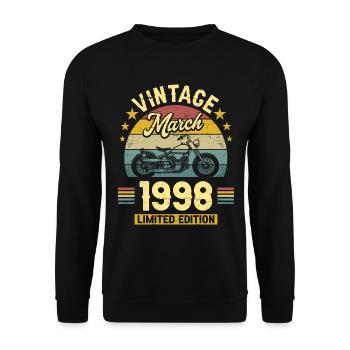 Vintage Motard Né En Mars 1998 25 Ans Anniversaire - Sweat-shirt Unisexe - noir - Devant - Alina (178cm) & Michal (187cm)