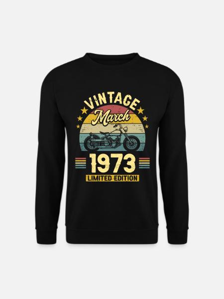 Oldtimer-Biker Jahrgang März 1973 50-jähriges Jubiläum - Unisex Pullover - Schwarz