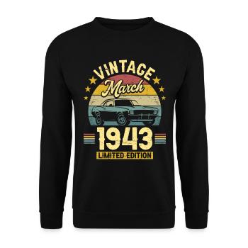 Vintage March 1943 80 years anniversary - Unisex Sweatshirt - black - Front - Alina (178cm) & Michal (187cm)