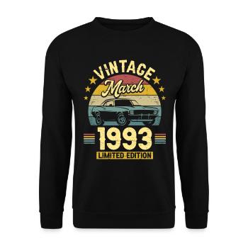 Vintage Mars 1993 30 Ans Anniversaire - Sweat-shirt Unisexe - noir - Devant - Alina (178cm) & Michal (187cm)