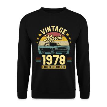 Vintage March 1978 45 years anniversary - Unisex Sweatshirt - black - Front - Alina (178cm) & Michal (187cm)