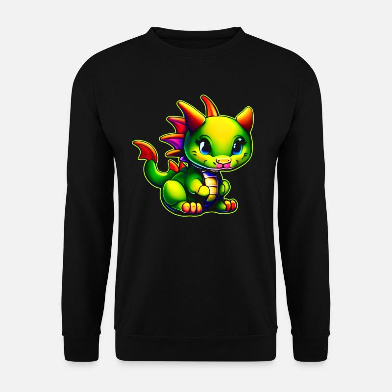 Kleiner süßer grüner Fantasy Drache - Unisex Pullover - Schwarz