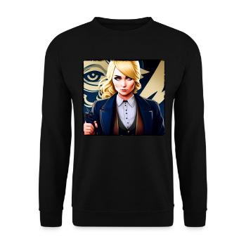 Fille blonde dans un style steampunk cool - Sweat-shirt Unisexe - noir - Devant - Alina (178cm) & Michal (187cm)