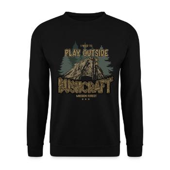 Bushcraft I need to play outside Outdoor Shelter - Unisex Sweatshirt - black - Front - Alina (178cm) & Michal (187cm)