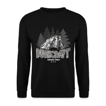 Bushcraft Abenteuer Survival Outdoor Shelter - Unisex Pullover - Schwarz - Vorne - Alina (178cm) & Michal (187cm)