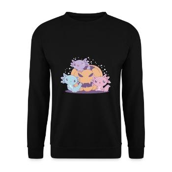 Drôle d’axolotl - Sweat-shirt Unisexe - noir - Devant - Alina (178cm) & Michal (187cm)