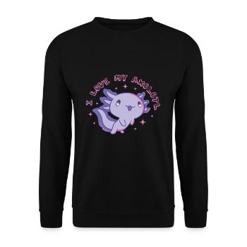 Lustiges Axolotl Love - Unisex Pullover - Schwarz - Vorne - Alina (178cm) & Michal (187cm)
