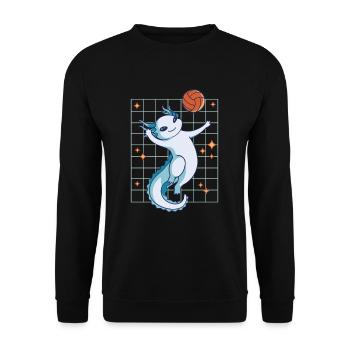 Lustiges Axolotl Basketball - Unisex Pullover - Schwarz - Vorne - Alina (178cm) & Michal (187cm)