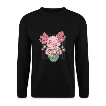 Ramen drôle d’axolotl - Sweat-shirt Unisexe - noir - Devant - Alina (178cm) & Michal (187cm)