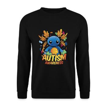 Lustiges Axolotl Autismus - Unisex Pullover - Schwarz - Vorne - Alina (178cm) & Michal (187cm)