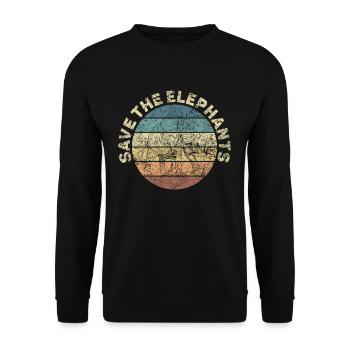 Elefant Spirituelles Tier in Retro Vintage Optik - Unisex Pullover - Schwarz - Vorne - Alina (178cm) & Michal (187cm)