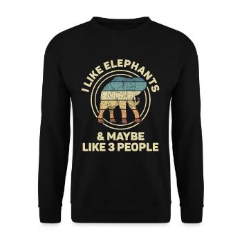 Elefant Spirit Tier Liebe Vintage Design - Unisex Pullover - Schwarz - Vorne - Alina (178cm) & Michal (187cm)