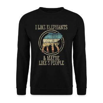 Elefant Spirit Animal Liebe Vintage Design - Unisex Pullover - Schwarz - Vorne - Alina (178cm) & Michal (187cm)