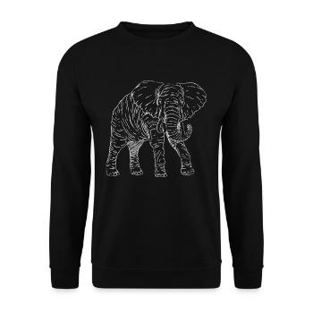 Retro Elefant Spirituelles Tier Design - Unisex Pullover - Schwarz - Vorne - Alina (178cm) & Michal (187cm)