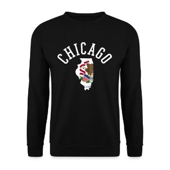 Chicago Usa Flagge Patriot Stolz Heimatstaat - Unisex Pullover - Schwarz - Vorne - Alina (178cm) & Michal (187cm)