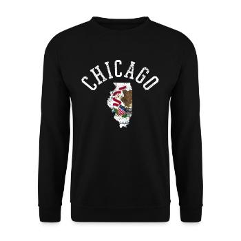 Chicago USA Flag Patriotic Design - Unisex Sweatshirt - black - Front - Alina (178cm) & Michal (187cm)