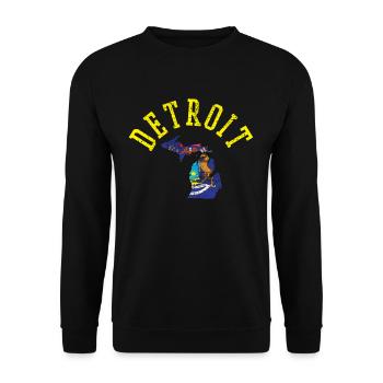 Detroit USA Pride Patriot Flag Independence - Unisex Sweatshirt - black - Front - Alina (178cm) & Michal (187cm)