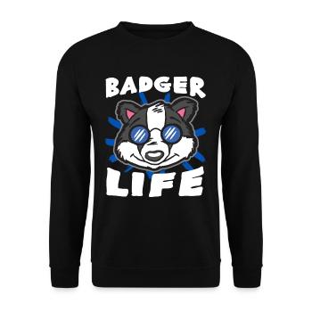 Cool Badger Life sunglasses in the - Unisex Sweatshirt - black - Front - Alina (178cm) & Michal (187cm)
