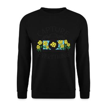 Capture Everything Lively Floral Camera Visual - Unisex Pullover - Schwarz - Vorne - Alina (178cm) & Michal (187cm)