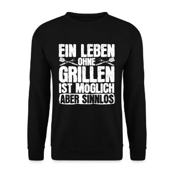 Erweitern Sie Ihre Grillfähigkeiten Mit Dem - Unisex Pullover - Schwarz - Vorne - Alina (178cm) & Michal (187cm)