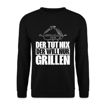 Entdecken Sie Das Einzigartige Grillmeister Bbq - Unisex Pullover - Schwarz - Vorne - Alina (178cm) & Michal (187cm)
