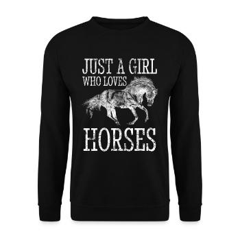 Gallop in Style mit einzigartigen Pferdedesigns - Unisex Pullover - Schwarz - Vorne - Alina (178cm) & Michal (187cm)