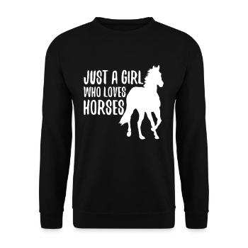 Nur ein Mädchen, das Pferdedesign liebt - Unisex Pullover - Schwarz - Vorne - Alina (178cm) & Michal (187cm)