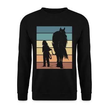Horse Fan Horse Racing Equestrian Design - Unisex Sweatshirt - black - Front - Alina (178cm) & Michal (187cm)