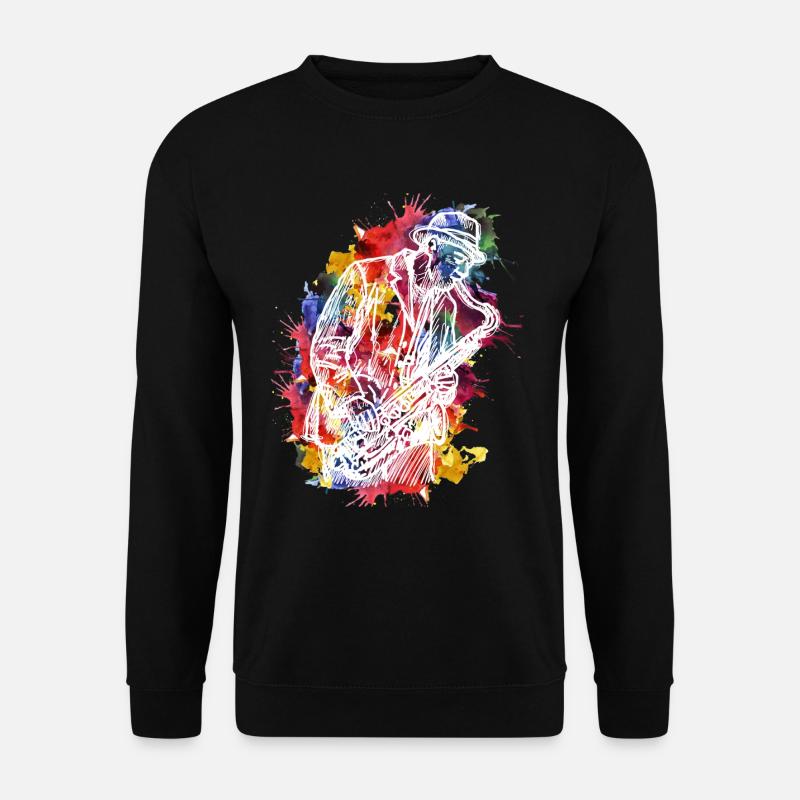 Aquarell-Design für Jazz-Saxophon-Enthusiasten - Unisex Pullover - Schwarz