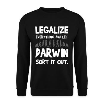 Evolutionary Historical Humor Legalize It Design - Unisex Sweatshirt - black - Front - Alina (178cm) & Michal (187cm)
