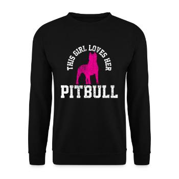 Des œuvres d’art uniques pour les filles tenant leur pitbull - Sweat-shirt Unisexe - noir - Devant - Alina (178cm) & Michal (187cm)