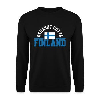 Lebendiges skandinavisches Design mit finnischer - Unisex Pullover - Schwarz - Vorne - Alina (178cm) & Michal (187cm)