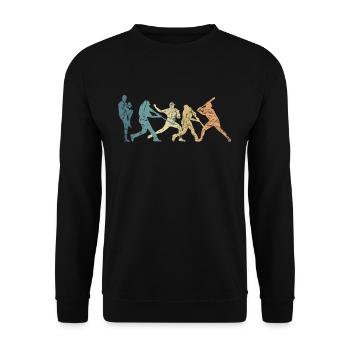 Baseball Retro Evolution Cooles und lustiges - Unisex Pullover - Schwarz - Vorne - Alina (178cm) & Michal (187cm)