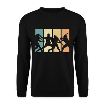 Baseball-Retro-Evolution-Design für - Unisex Pullover - Schwarz - Vorne - Alina (178cm) & Michal (187cm)