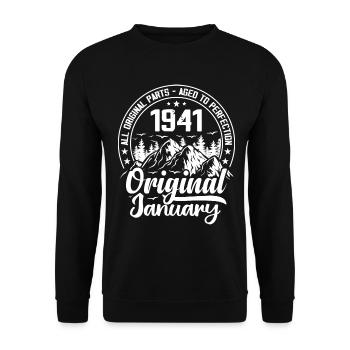 Januar 1941 Original Geschenk zum 83-jährigen Jubiläum - Unisex Pullover - Schwarz - Vorne - Alina (178cm) & Michal (187cm)