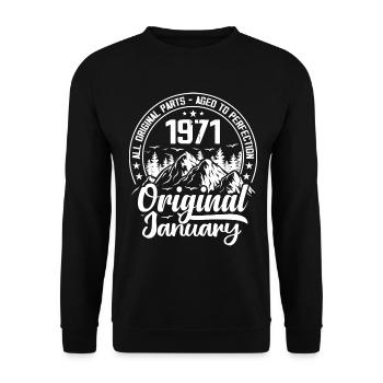 Januar 1971 Original Geschenk zum 53-jährigen Jubiläum - Unisex Pullover - Schwarz - Vorne - Alina (178cm) & Michal (187cm)