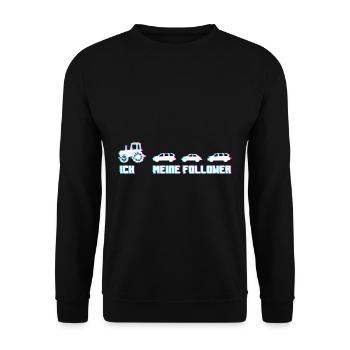 Ich Meine Follower Traktor Trekker Bauer Geschenk - Unisex Pullover - Schwarz - Vorne - Alina (178cm) & Michal (187cm)