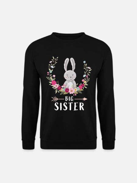 Big Sister Little Sister Blumenkranz Hase Geschenk - Unisex Pullover - Schwarz