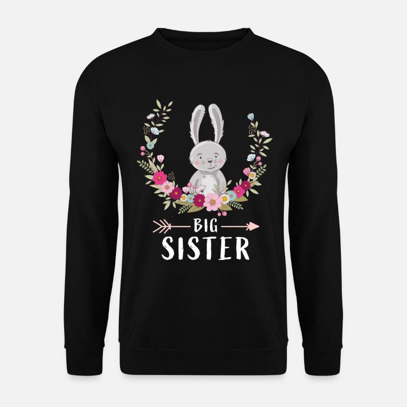 Big Sister Little Sister Blumenkranz Hase Geschenk - Unisex Pullover - Schwarz