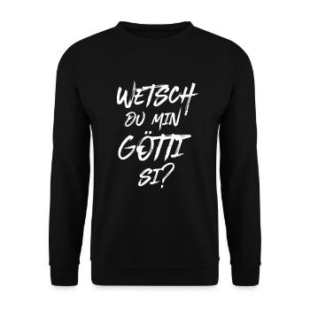 Götti fragen Patenonkel fragen Schweiz Lichtenstei - Unisex Pullover - Schwarz - Vorne - Alina (178cm) & Michal (187cm)