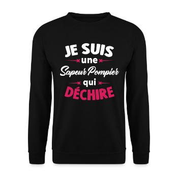 Je suis une Sapeur Pompier qui déchire - Sweat-shirt Unisexe - noir - Devant - Alina (178cm) & Michal (187cm)