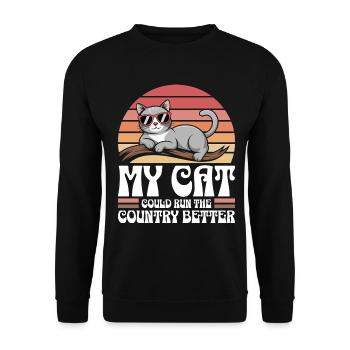 Mon Chat Gouvernerait Mieux Le Pays - Sweat-shirt Unisexe - noir - Devant - Alina (178cm) & Michal (187cm)