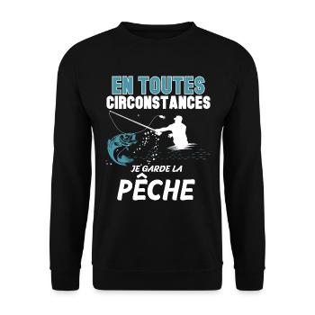 Je garde la peche Idée Cadeau Papa Pêcheur - Sweat-shirt Unisexe - noir - Devant - Alina (178cm) & Michal (187cm)