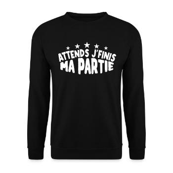 Attends Je Finis ma Partie - Sweat-shirt Unisexe - noir - Devant - Alina (178cm) & Michal (187cm)