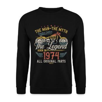 1974 Vintage homme mythe légende moto - Sweat-shirt Unisexe - noir - Devant - Alina (178cm) & Michal (187cm)